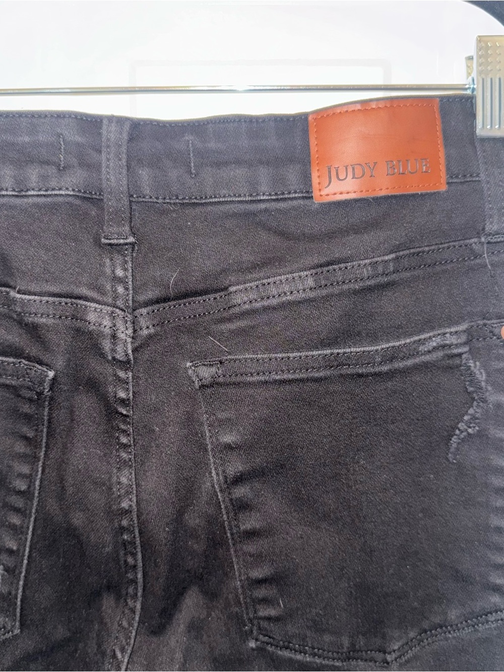 Judy Blue Black Distressed Skinny Jeans Size 14W High Rise Raw Hem Quiet Wealth - Picture 12 of 14